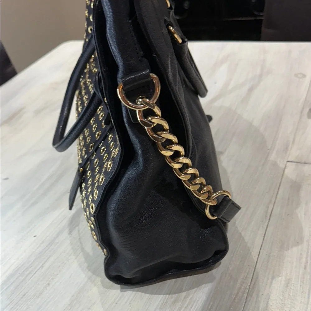 Michael Kors Black Tote with Gold Accents